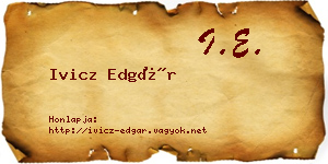 Ivicz Edgár névjegykártya